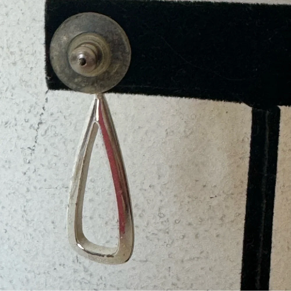 Macy’s Silver Oblong Hoop Drop Minimalist Earrings